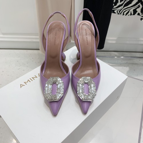 Amina Muaddi Womens Shoes Sandals Slippers Luxury Brand Fashion Pumps for Women with Original Box 9cm Heel