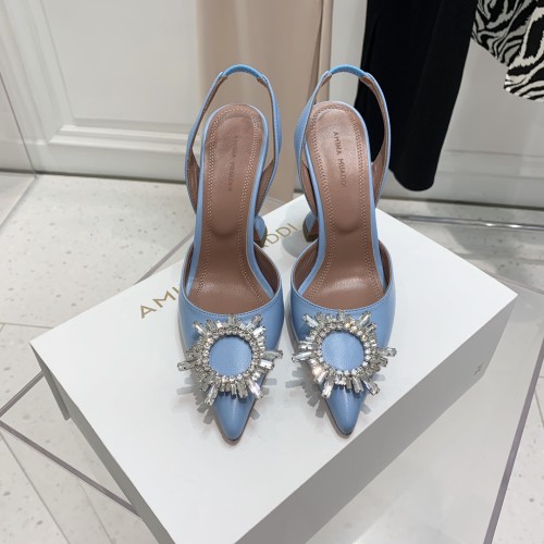 Amina Muaddi Womens Shoes Sandals Slippers Luxury Brand Fashion Pumps for Women with Original Box 9cm Heel
