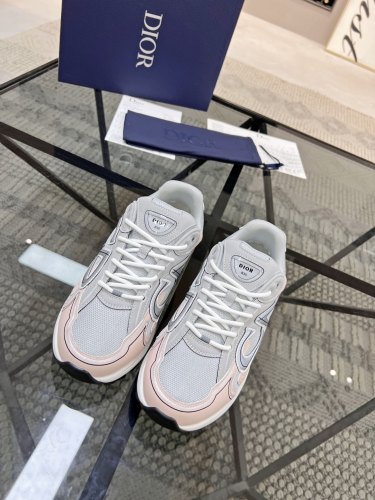 Dior Womens Shoes Sneakers Luxury Brand Christian Dior B30 SNEAKER Gray Mesh and Light Pink and Gray Technical Fabric Unisex Design with Original Box 3SN279ZRA_H840