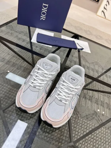 Dior Womens Shoes Sneakers Luxury Brand Christian Dior B30 SNEAKER Gray Mesh and Light Pink and Gray Technical Fabric Unisex Design with Original Box 3SN279ZRA_H840