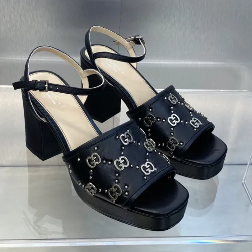 Gucci Womens Shoes Sandals 8.5cm Heel Luxury Brand with Original Box 719844 C9D00 9022 Women's Interlocking G studs sandal in leather Whatsapp 