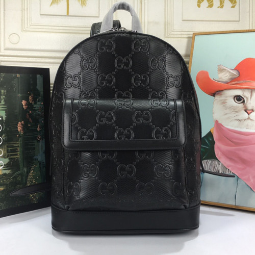 Gucci Womens Mens Fashion Bags Shoulder Backpacks Luxury Brand GG embossed backpack in black leather 658579 1W3BN 1000 with Original Box