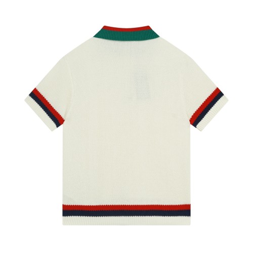 Gucci Luxury Brand Women Mens Short Sleeve T-Shirt Polo Shirt KNIT COTTON POLO T-SHIRT WITH WEB 739954 XKC9O 9275   
