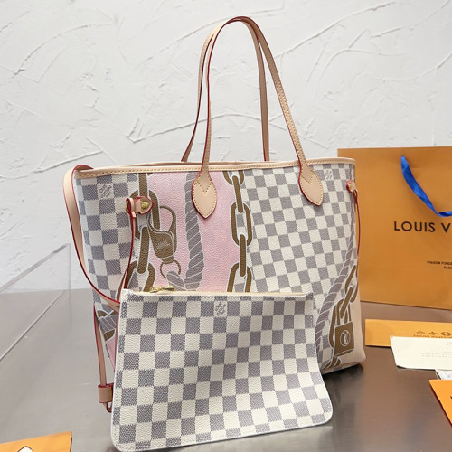 Louis Vuitton Womens Bags Handbags Luxury Brand Fashion Type NEVERFULL MM M21352 Silver Coated canvas