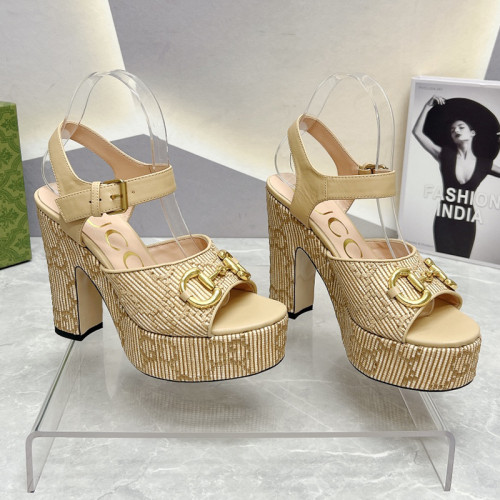 Gucci Womens Shoes Sandals 12cm Heel Luxury Brand with Original Box 730022 US000 7519 Women's Interlocking G sandal in leather Whatsapp 