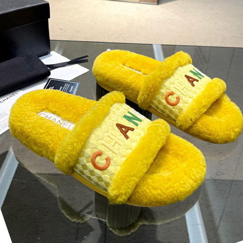 Chanel Womens Shoes Slippers Luxury Brand Winter Plus Velvet Design with Original Box
