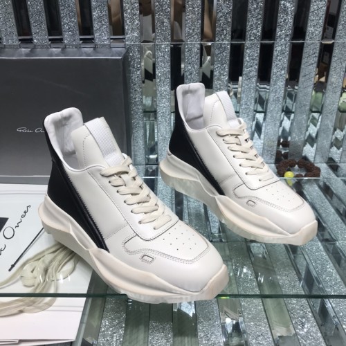 Rick Owens Men Shoes Sneakers Leather High-Top Breathable Mens Casual Shoes Ankle Boots with Original Box