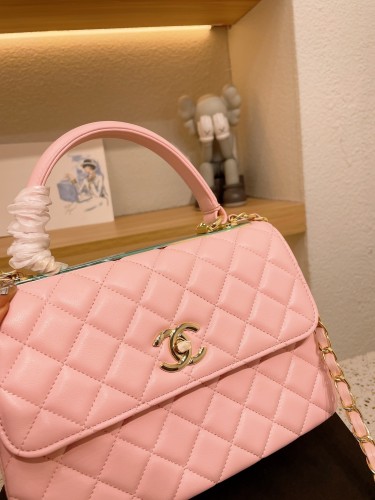 Chanel Womens Shoulder Bags Luxury Brand with Original Box Small Flap Bag With Top Handle Lambskin & Gold-Tone Metal