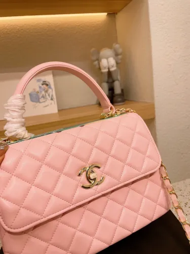 Chanel Womens Shoulder Bags Luxury Brand with Original Box Small Flap Bag With Top Handle Lambskin & Gold-Tone Metal