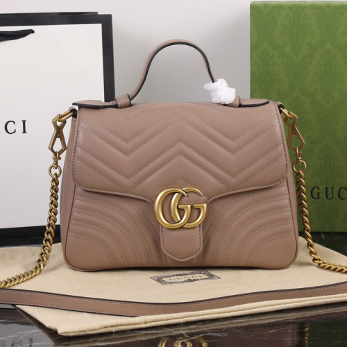 Gucci Womens Bags Shoulder Messenger Bag Luxury Brand Gucci Leather GG Marmont Small Top Handle Bag with Original Box 498110 DTDIT 1000