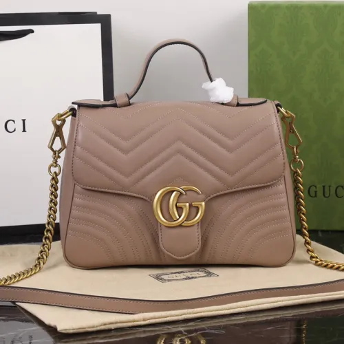 Gucci Womens Bags Shoulder Messenger Bag Luxury Brand Gucci Leather GG Marmont Small Top Handle Bag with Original Box 498110 DTDIT 1000