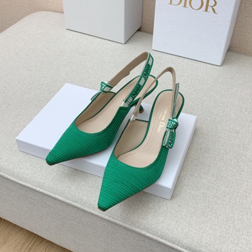 Dior Women Shoes Pumps Luxury Design Fashion Type 6.5cm High Heel Shoes for Wedding Style J'ADIOR SLINGBACK PUMP Cotton Fabric with Original Box