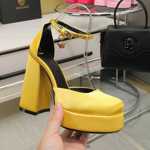 Versace Brand Womens Sandals Shoes Pumps Leather Big Size LA MEDUSA LEATHER PUMPS with 3cm High Platform and 12cm Heel Design  