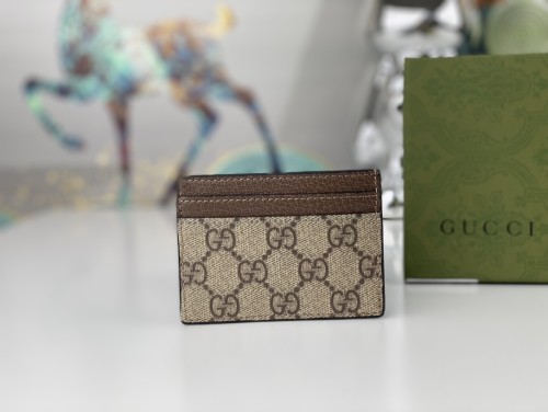 Gucci Womens Bag Wallets Card Holder Luxury Brand Ophidia GG card case in beige and blue Supreme with Original Box  