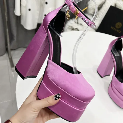 Versace Brand Womens Sandals Shoes Pumps Leather Big Size LA MEDUSA LEATHER PUMPS with 5cm High Platform and 15cm Heel Design  