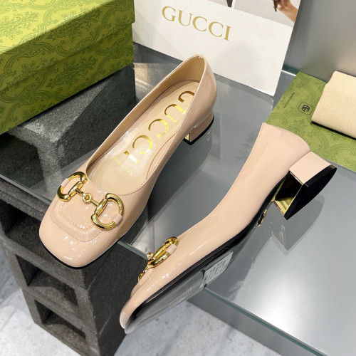 Gucci Womens Shoes Pumps Luxury Brand Women's Low-Heel Pump With Horsebit In Leather 2.5cm Heel with Original Box 694855 BNC00 5815