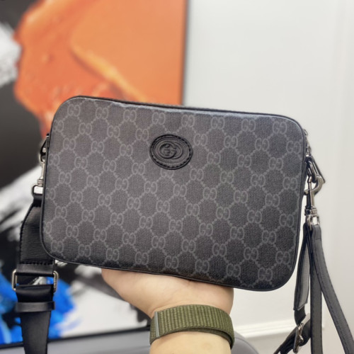 Gucci Mens Womens Bags Shoulder Bag Luxury Brand Shoulder bag with Interlocking G in black Supreme with Original Box 703468 92THF 1000