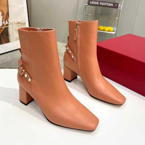 Valentino Garavani Women Fashion Ankle Boots Luxury Brand Vlogo Signature Calfskin Combat Boot with Original Box 6cm Heel