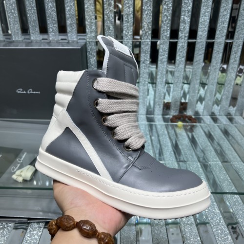 Rick Owens Men Shoes Sneakers Leather High-Top Breathable Mens Casual Shoes Ankle Boots with Original Box