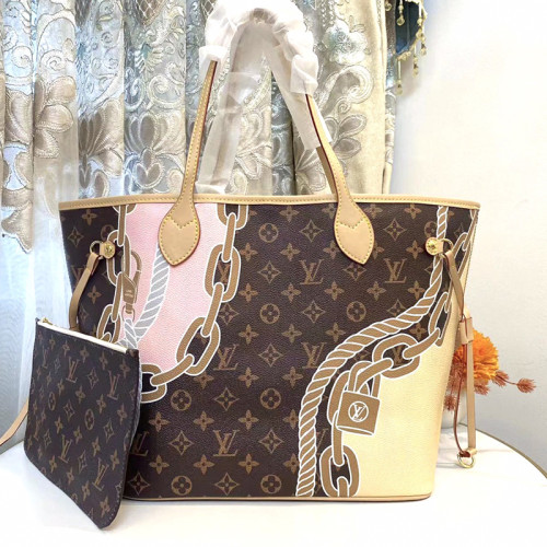 Louis Vuitton Womens Bags Handbags Luxury Brand Fashion Type NEVERFULL MM M21352 Silver Coated canvas