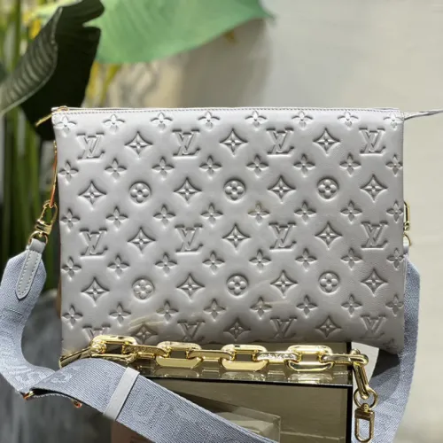 Louis Vuitton Womens Bags Messenger Shoulder Bags Luxury Brand COUSSIN MM M20771 with Original Box Grey Monogram-embossed puffy lambskin