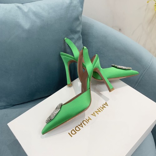 Amina Muaddi Womens Shoes Sandals Slippers Luxury Brand Fashion Pumps for Women with Original Box 10cm Heel