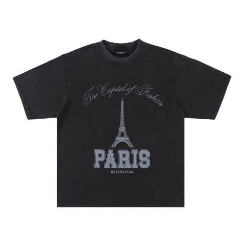 Balenciaga Luxury Brand Women Mens Short Sleeve T-Shirt ENJOY PARIS T-SHIRT OVERSIZED   