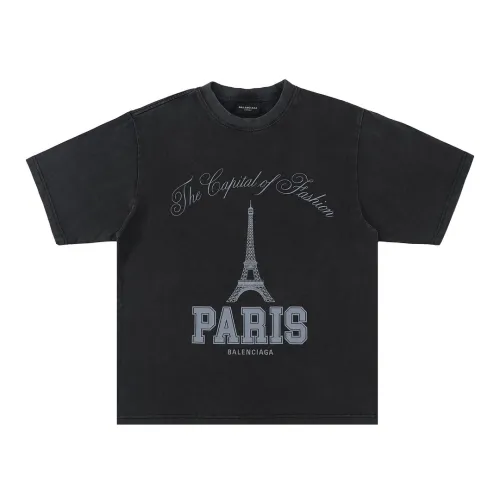 Balenciaga Luxury Brand Women Mens Short Sleeve T-Shirt ENJOY PARIS T-SHIRT OVERSIZED   