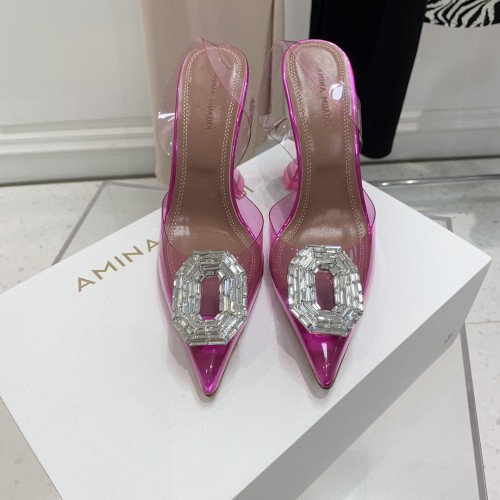 Amina Muaddi Womens Shoes Sandals Slippers Luxury Brand Fashion Pumps for Women with Original Box 9cm Heel