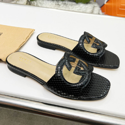 Gucci Womens Shoes Slippers Gucci WOMEN'S INTERLOCKING G CUT-OUT SANDAL Luxury Brand with Original Box 694451 US000 2535  