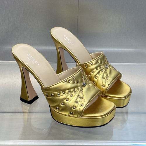 Gucci Womens Shoes Sandals 11cm Heel Luxury Brand with Original Box 719844 C9D00 9022 Women's Interlocking G studs sandal in leather Whatsapp 