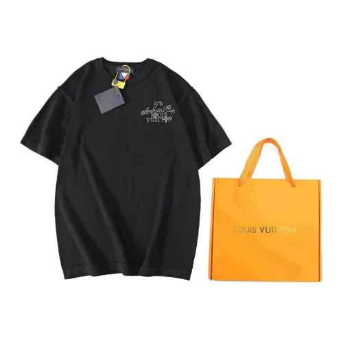Louis Vuitton Luxury Brand Men Womens Short Sleeve T-Shirt Embellished Short-Sleeved Cotton Crewneck 1AFVS9   