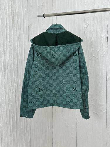Louis Vuitton Men Womens Coat Jacket Luxury Brand Mens Jackets Printed Nylon Hooded Windbreaker 1AFQD7 Top Quality   