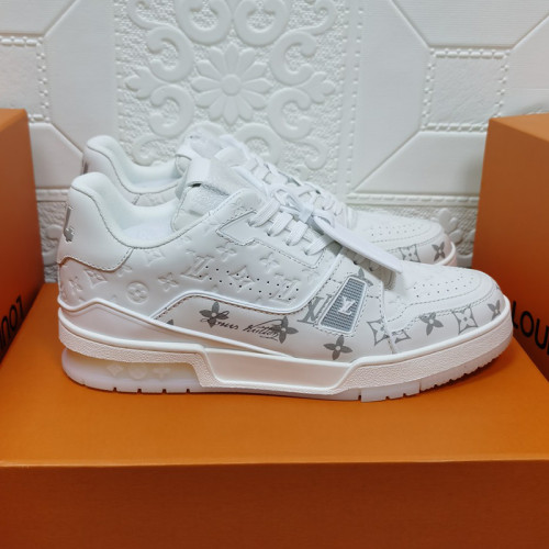 Louis Vuitton Mens Shoes Fashion Sneakers Design Luxury Brand LV TRAINER SNEAKER Mix of materials with Original Box 1A9JI9