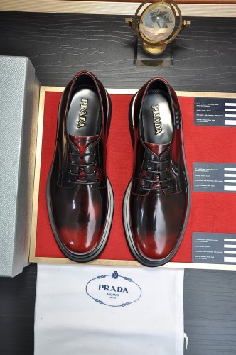 Prada Mens Shoes Business Casual Luxury Brand Dress Shoes with Original Box