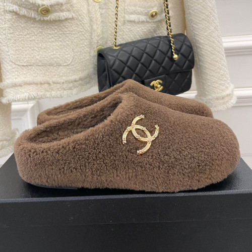 Chanel Womens Shoes Slippers Luxury Brand Winter Plus Velvet Design with Original Box