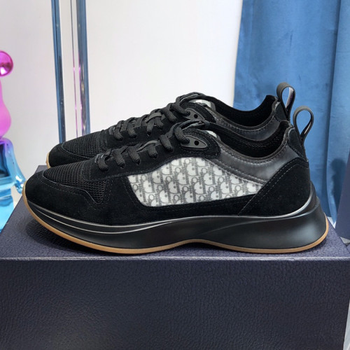 Dior Mens Shoes Luxury Sneakers B25 RUNNER SNEAKER Black Suede with White Technical Mesh and Black Dior Oblique Canvas with Original Box 3SN283YUH_H900