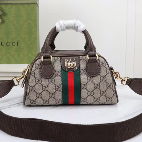 Gucci Womens Bags Shoulder HandBags Luxury Brand Gucci Ophidia mini GG top handle bag with Interlocking G with Original Box 724606 9C2SG 8746