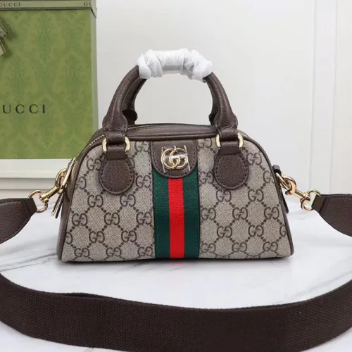 Gucci Womens Bags Shoulder HandBags Luxury Brand Gucci Ophidia mini GG top handle bag with Interlocking G with Original Box 724606 9C2SG 8746