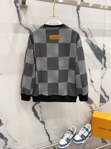 Louis Vuitton Womens Mens Long Sleeve Sweatshirt Luxury Brand Mens Damier Cotton Sweatshirt   