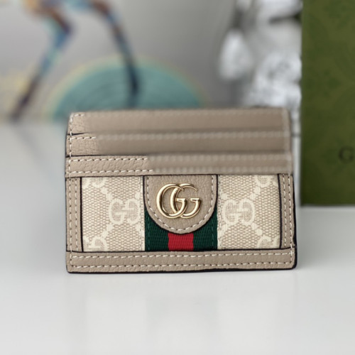 Gucci Womens Bag Wallets Card Holder Luxury Brand Ophidia GG card case in beige and blue Supreme with Original Box