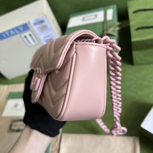 Gucci Womens Bags Shoulder Messenger Bag Luxury Brand Gucci GG Marmont belt bag in light pink leather with Original Box 699757 UM8KV 5909