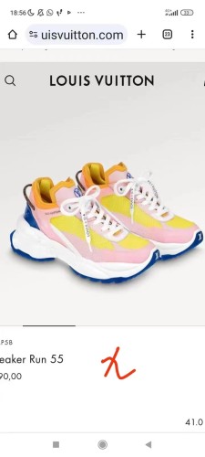 Louis Vuitton Womens Shoes Sneakers Lace-Up Luxury Brand Fashion LV Run 55 Sneaker with Original Box 1ACGOQ  