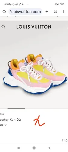 Louis Vuitton Womens Shoes Sneakers Lace-Up Luxury Brand Fashion LV Run 55 Sneaker with Original Box 1ACGOQ  