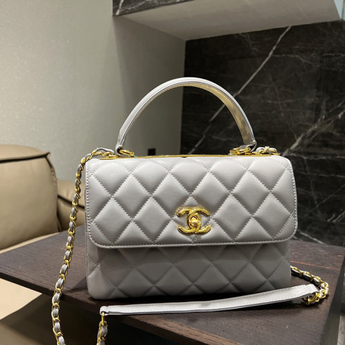 Chanel Womens Shoulder Bags Luxury Brand with Original Box Small Flap Bag With Top Handle Lambskin & Gold-Tone Metal Black