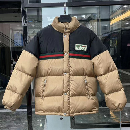 Gucci Design Mens Womens Winter Windprood Down Jackets Keep Warm 90% White Duck Down Padded nylon bomber jacket with Web in white 683216 Z8AQX 9133