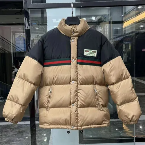 Gucci Design Mens Womens Winter Windprood Down Jackets Keep Warm 90% White Duck Down Padded nylon bomber jacket with Web in white 683216 Z8AQX 9133