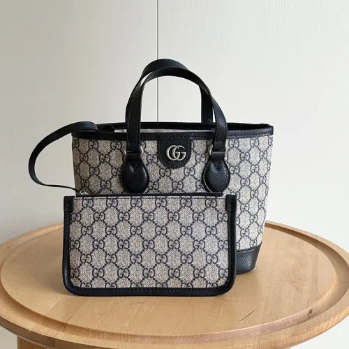 Gucci Womens Bags Handbags Luxury Brand Ophidia mini tote bag in beige and blue GG Supreme with Original Box 811716 K9GSN 4075