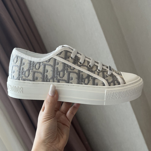 Dior Womens Shoes Fashion Sneakers WALK'N'DIOR SNEAKER Black Cotton Canvas Luxury Brand KCK177CVA_S12X with Original Box