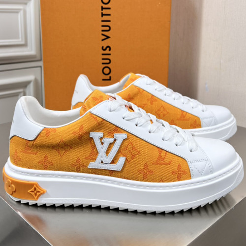 Louis Vuitton Mens Shoes Sneakers Lace-Up Luxury Brand Fashion TIME OUT SNEAKER with Original Box